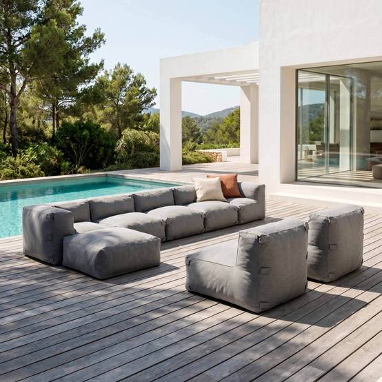 Oviala - Canapé d'angle de jardin modulable 8 places gris Mixi - Oviala - Image 1