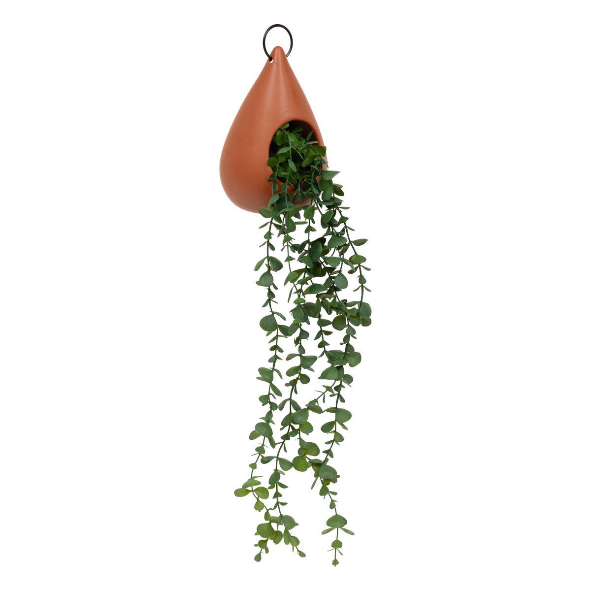 Plante artificielle suspendue dans un pot en céramique Terracotta H 60 cm - Image 1