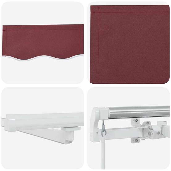 Auvent de Terrasse Manuel Rétractable avec Éclairage LED Toile Polyester Bordeaux 400x300 cm – ComfortXL Outdoor Living - Image 5