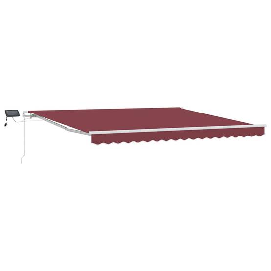 Auvent de Terrasse Manuel Rétractable avec Éclairage LED Toile Polyester Bordeaux 400x300 cm – ComfortXL Outdoor Living - Image 2