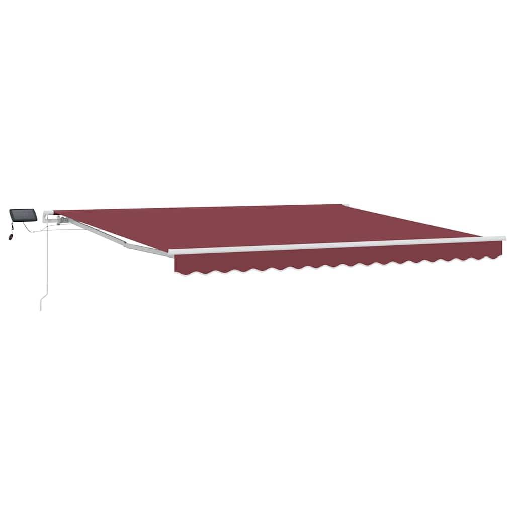 Auvent de Terrasse Manuel Rétractable avec Éclairage LED Toile Polyester Bordeaux 400x300 cm – ComfortXL Outdoor Living - Image 2