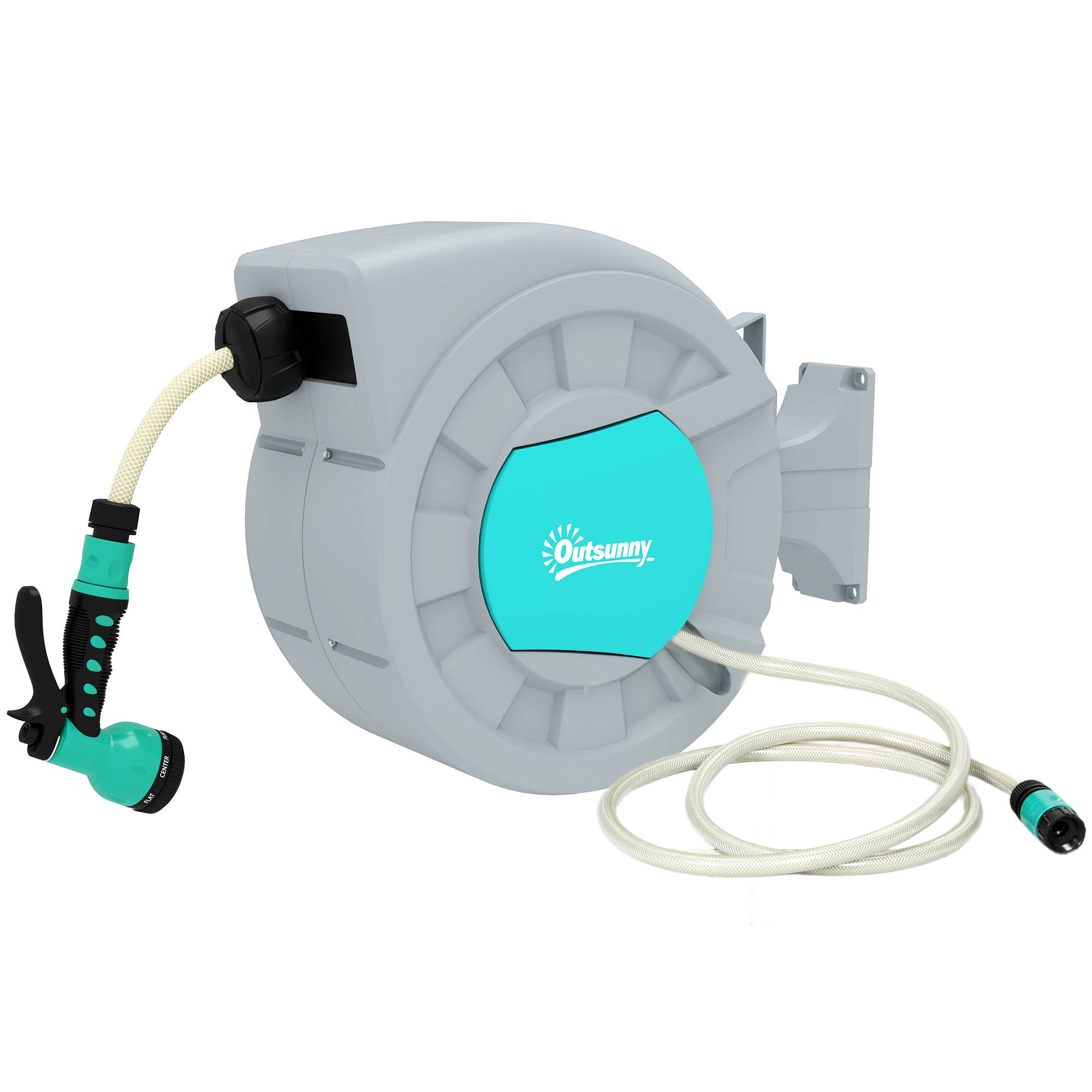 ComfortXL - Enrouleur de tuyau d'arrosage automatique en PP vert et gris 30 + 2 m mural ou portable avec 7 jets réglables - Image 10