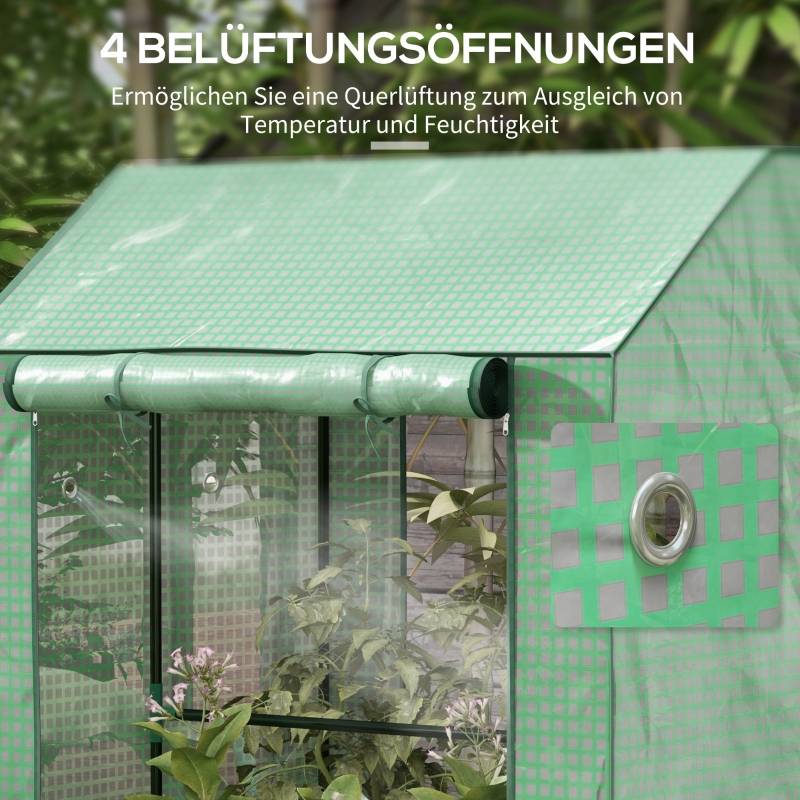 Serre de jardin acier pour plantes protection intempéries porte enroulable 100x80x150cm vert - ComfortXL Outdoor Living - Image 6