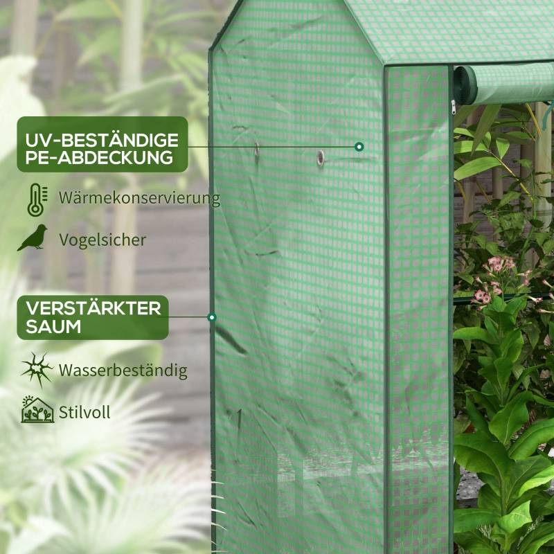 Serre de jardin acier pour plantes protection intempéries porte enroulable 100x80x150cm vert - ComfortXL Outdoor Living - Image 5