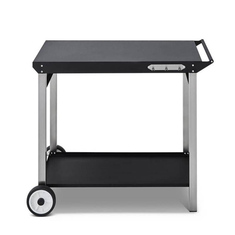 Brasero - Chariot Plancha BRASERO - Aliza - Support Plancha - 2 niveaux de rangements - 96 x 56 cm - Noir et Gris - Imagen 2
