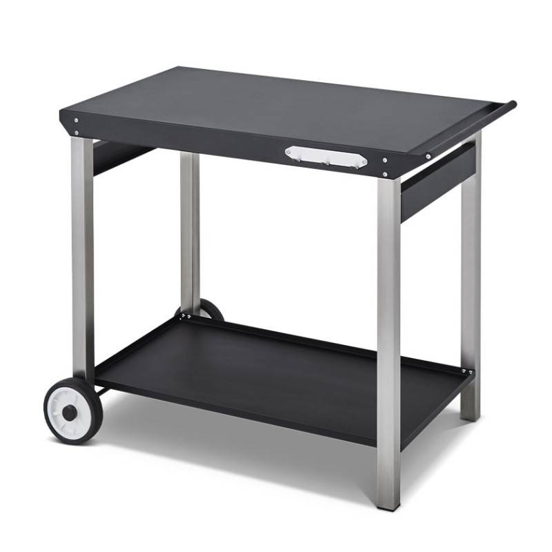 Brasero - Chariot Plancha BRASERO - Aliza - Support Plancha - 2 niveaux de rangements - 96 x 56 cm - Noir et Gris - Imagen 1