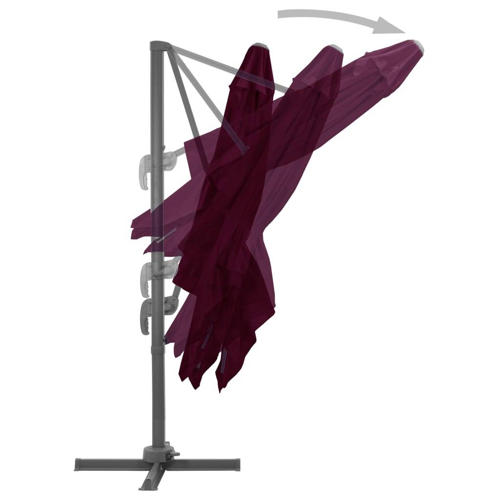 Helloshop26 - Parasol déporté avec mât en aluminium 300 x 300 cm rouge bordeaux - Imagen 4
