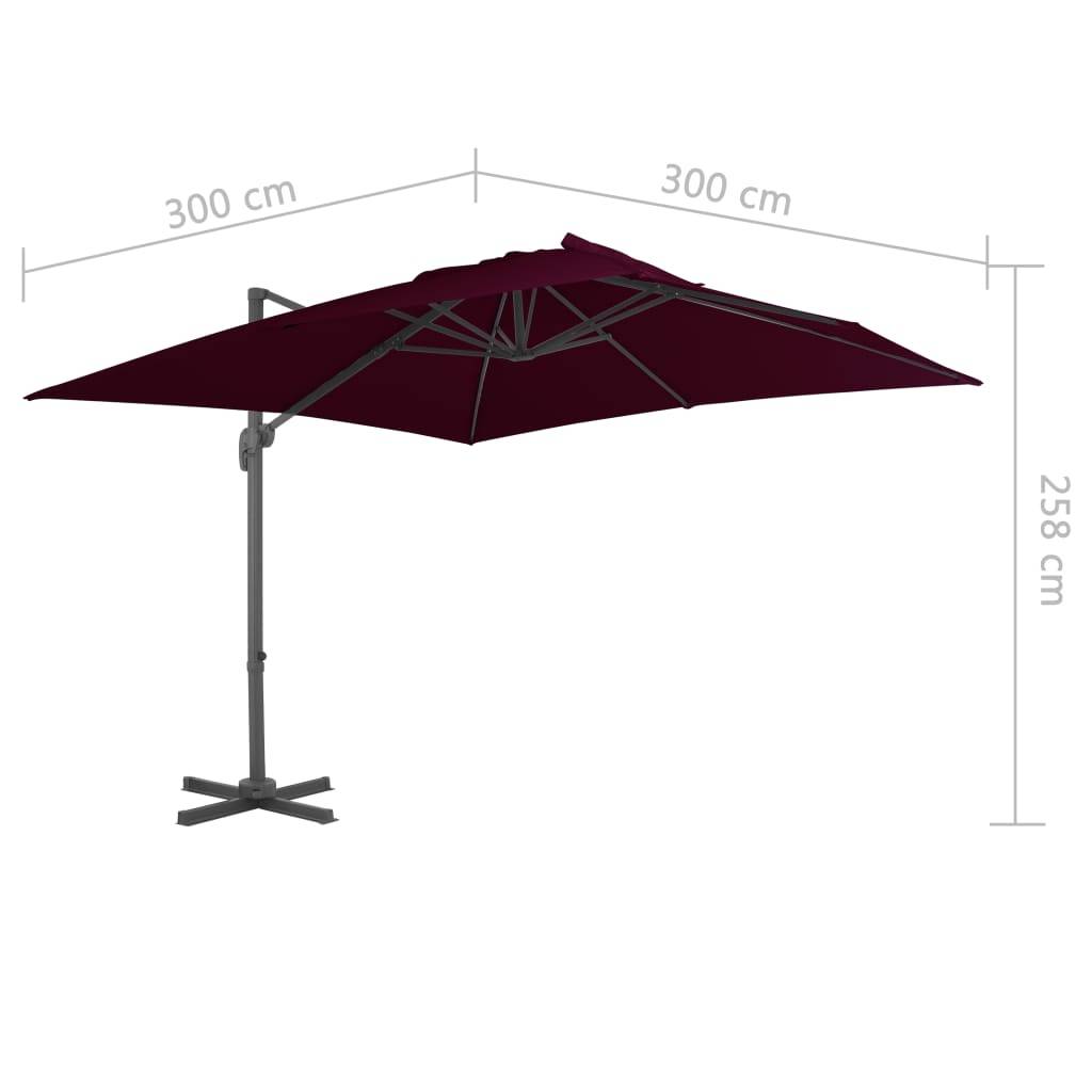 Helloshop26 - Parasol déporté avec mât en aluminium 300 x 300 cm rouge bordeaux - Imagen 7