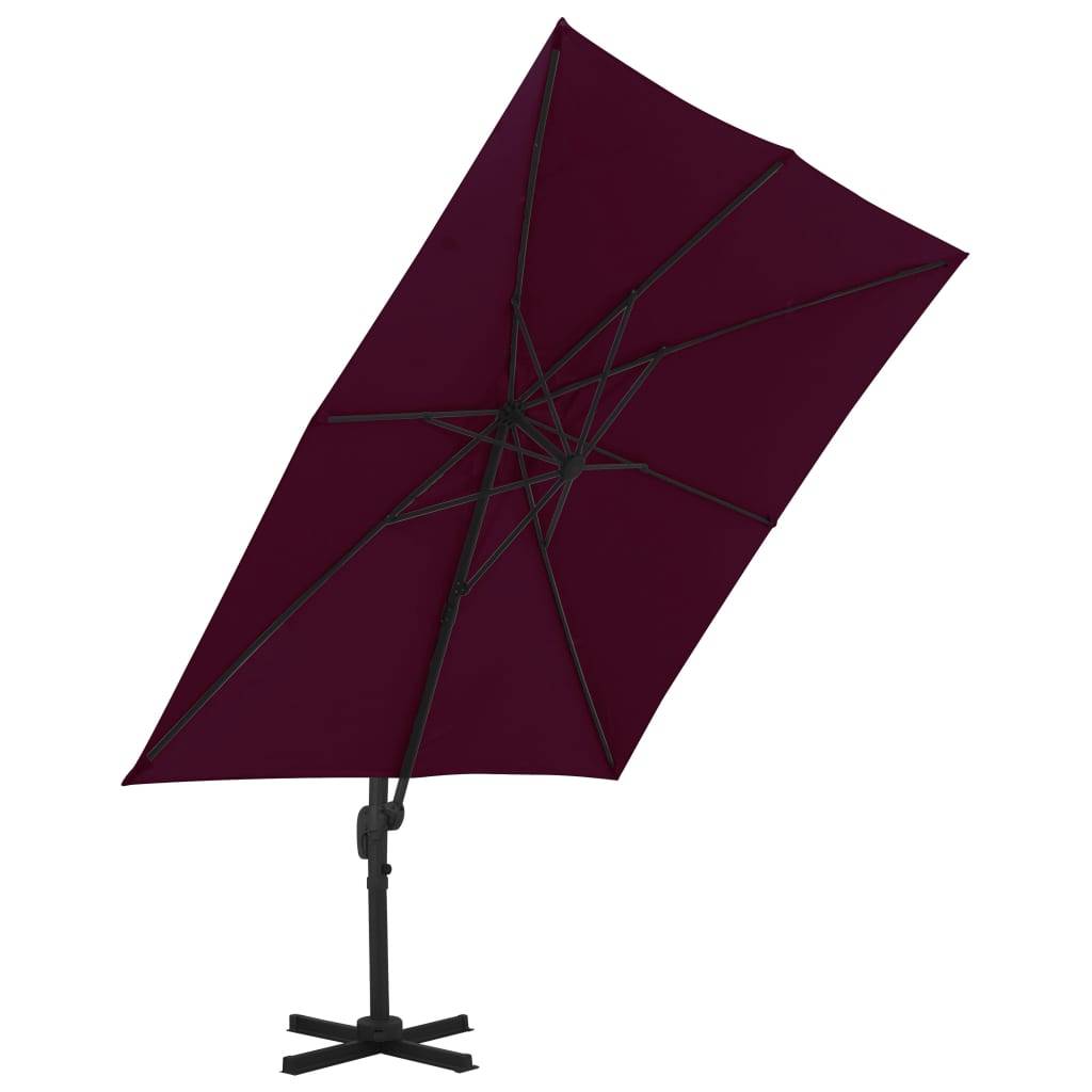 Helloshop26 - Parasol déporté avec mât en aluminium 300 x 300 cm rouge bordeaux - Imagen 3