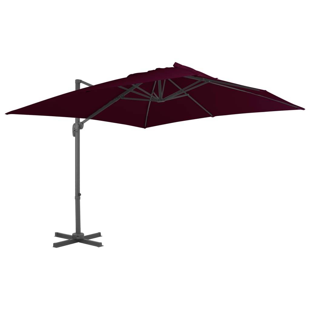 Helloshop26 - Parasol déporté avec mât en aluminium 300 x 300 cm rouge bordeaux - Imagen 1