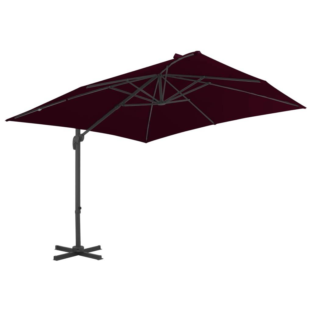 Helloshop26 - Parasol déporté avec mât en aluminium 300 x 300 cm rouge bordeaux - Imagen 2