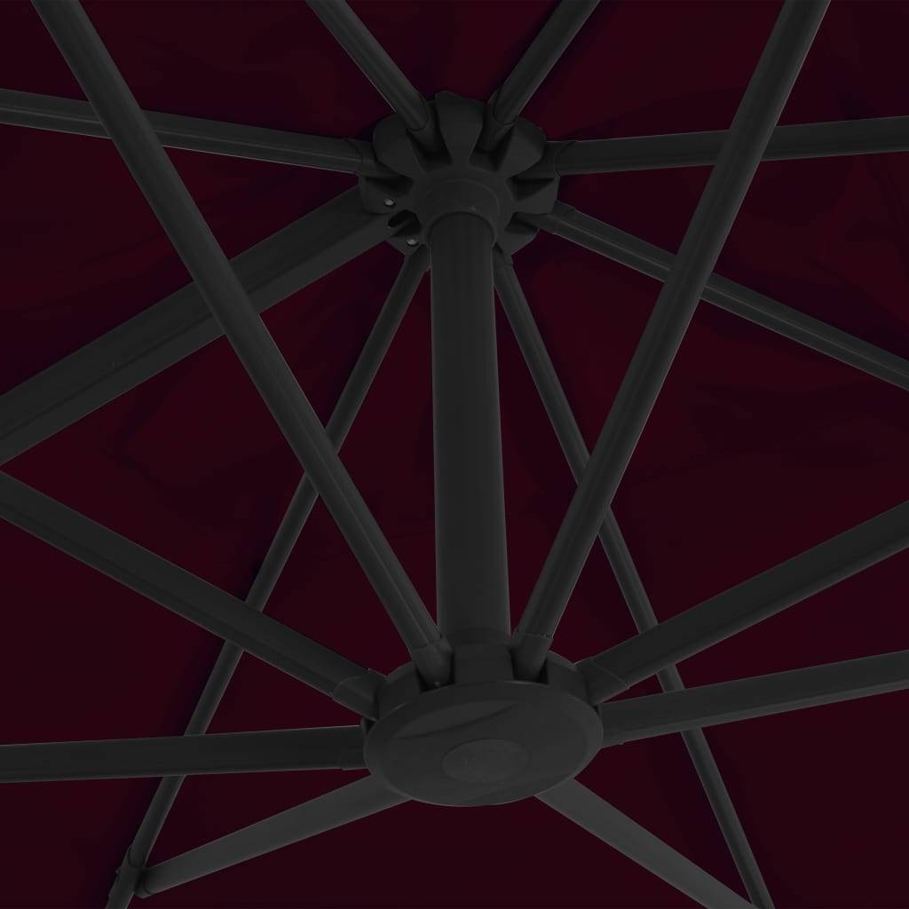 Helloshop26 - Parasol déporté avec mât en aluminium 300 x 300 cm rouge bordeaux - Imagen 6