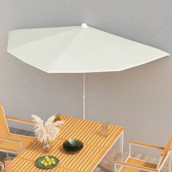 Maison Chic - Demi-parasol de jardin | Parasol d'extérieur avec mât 180x90 cm sable Maison Chic - Image 2