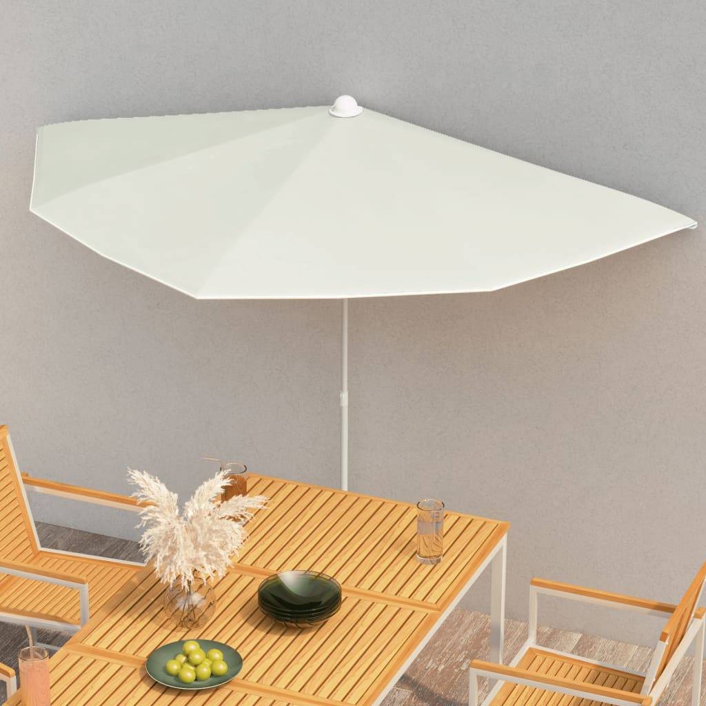 Maison Chic - Demi-parasol de jardin | Parasol d'extérieur avec mât 180x90 cm sable Maison Chic - Image 2