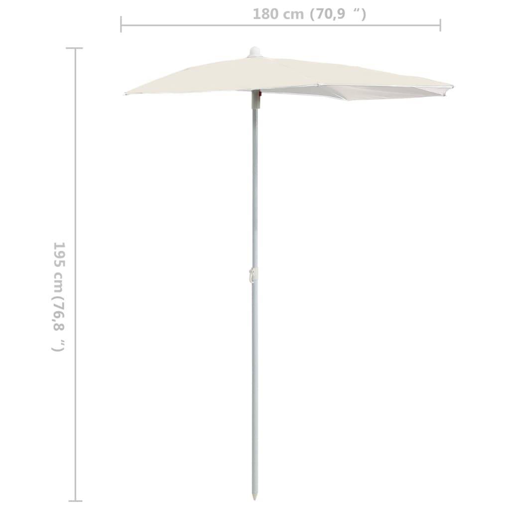 Maison Chic - Demi-parasol de jardin | Parasol d'extérieur avec mât 180x90 cm sable Maison Chic - Image 8