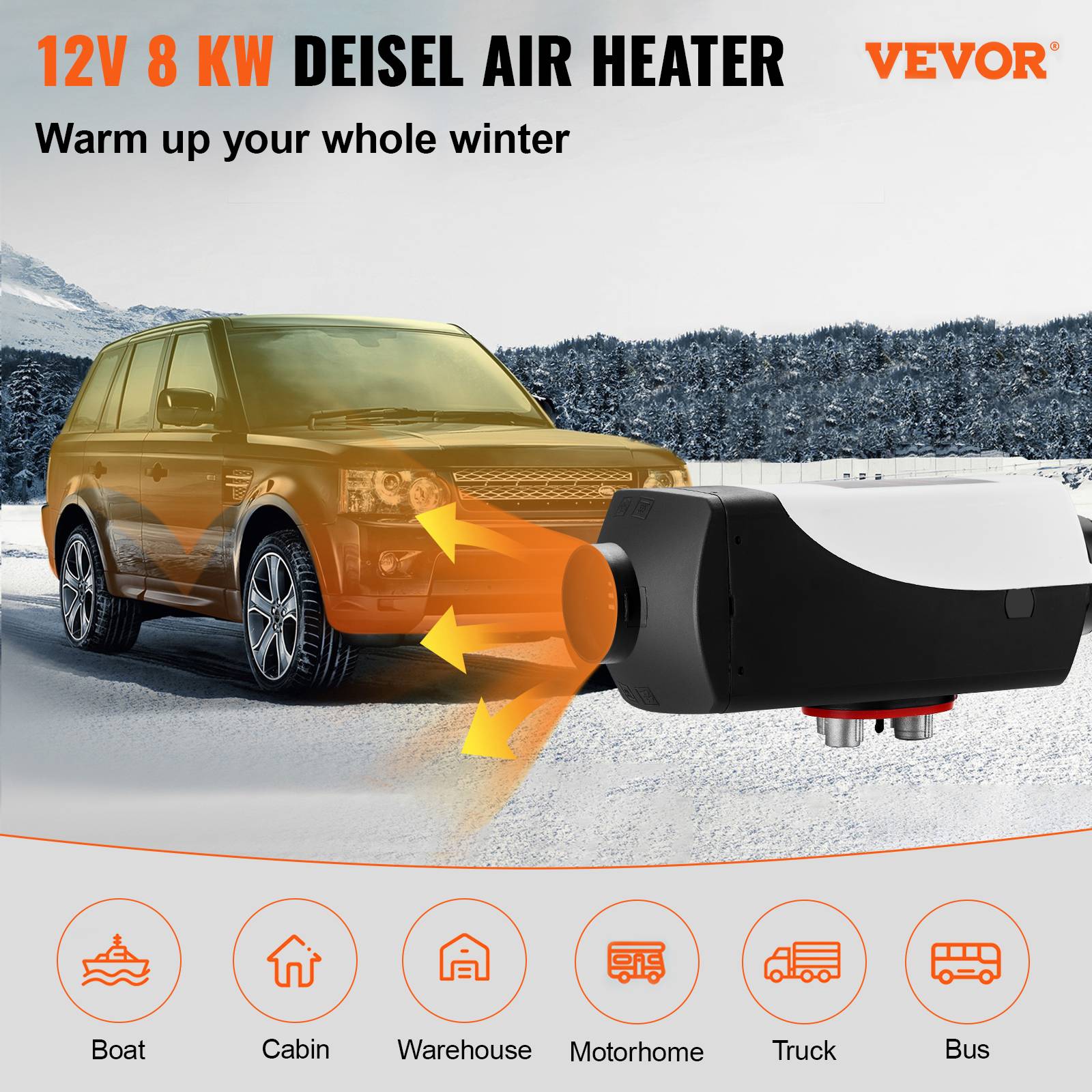 VEVOR Mophorn réchauffeur diesel 8kW 12V, écran LCD, préchauffage moteur en hiver - Image 2