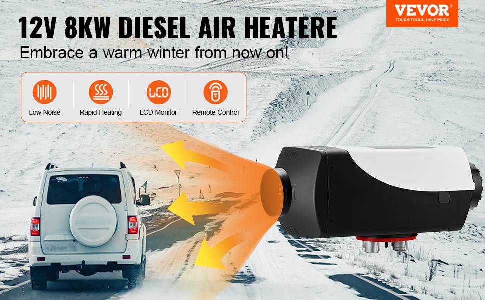 VEVOR Mophorn réchauffeur diesel 8kW 12V, écran LCD, préchauffage moteur en hiver - Image 9