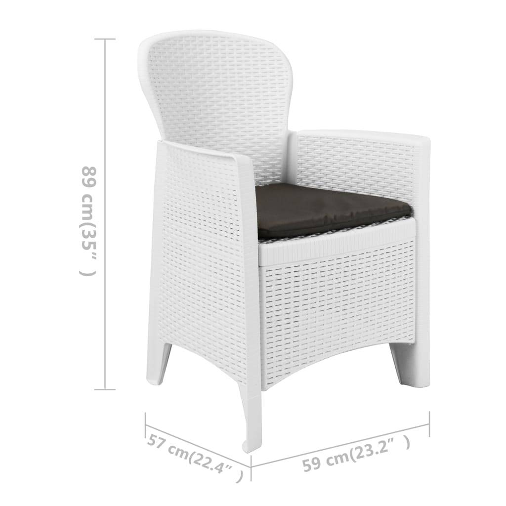 Lot de 2 chaises de jardin plastique blanc 59 x 57 x 89 cm - PANGIVO - Image 7
