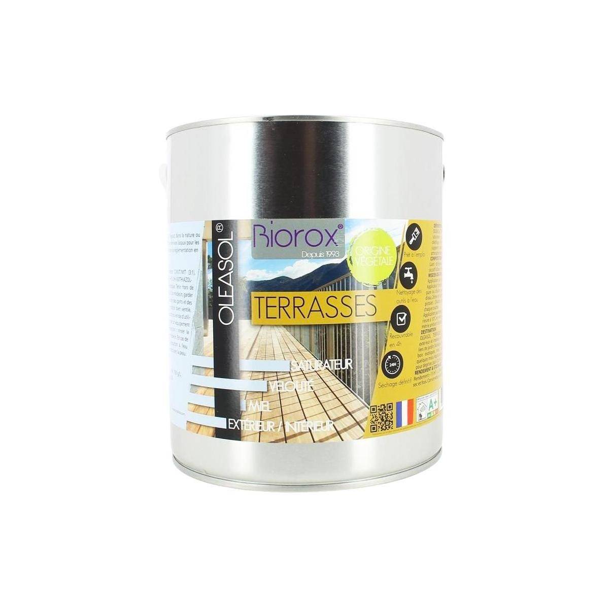 Biorox - Saturateur pour bois extérieurs origine végétale 2 en 1 terrasses Oleasol 5 litres