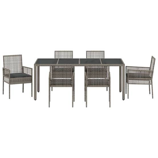 Table et chaises de jardin 6 places en résine tressée grise avec plateau verre pour terrasse – ComfortXL Outdoor Living - Image 7
