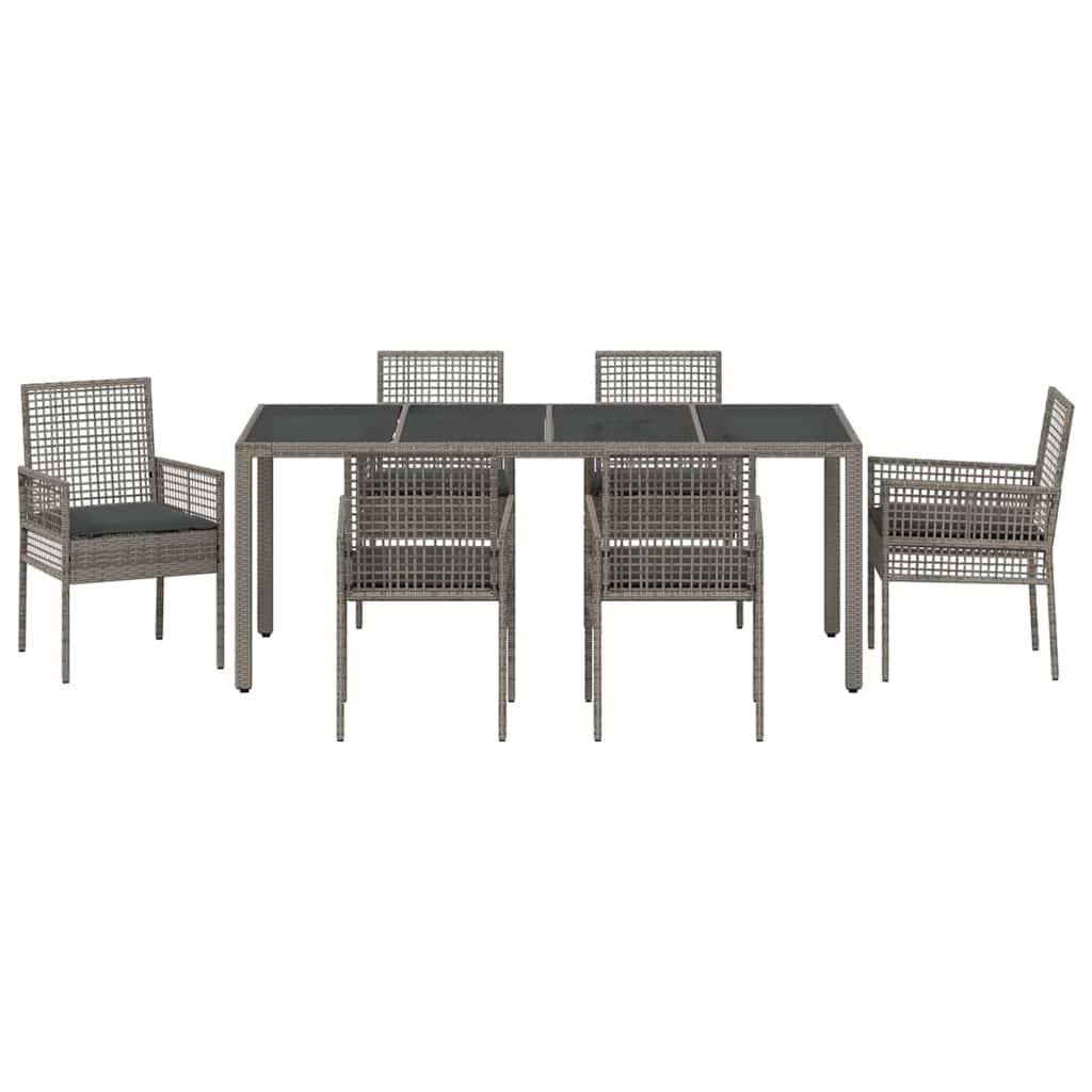Table et chaises de jardin 6 places en résine tressée grise avec plateau verre pour terrasse – ComfortXL Outdoor Living - Image 7