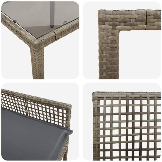 Table et chaises de jardin 6 places en résine tressée grise avec plateau verre pour terrasse – ComfortXL Outdoor Living - Image 9