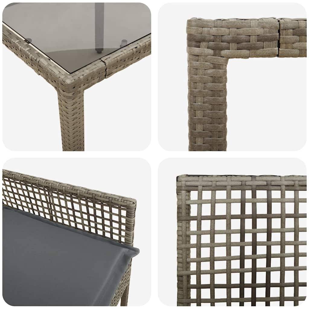 Table et chaises de jardin 6 places en résine tressée grise avec plateau verre pour terrasse – ComfortXL Outdoor Living - Image 9
