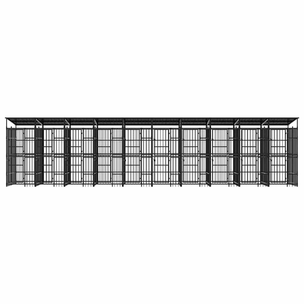 Vidaxl - Chenil d'extérieur avec toit pour chiens Acier 18,43 m² vidaXL 3097955 - Imagen 5