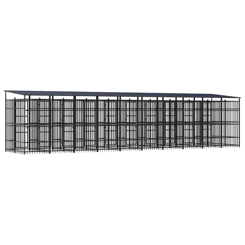 Vidaxl - Chenil d'extérieur avec toit pour chiens Acier 18,43 m² vidaXL 3097955 - Imagen 7