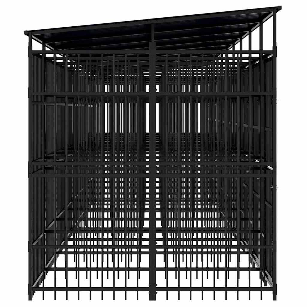 Vidaxl - Chenil d'extérieur avec toit pour chiens Acier 18,43 m² vidaXL 3097955 - Imagen 6