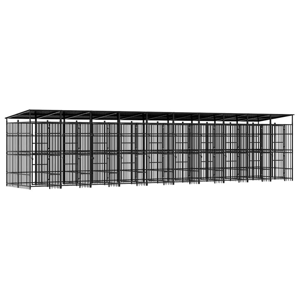 Vidaxl - Chenil d'extérieur avec toit pour chiens Acier 18,43 m² vidaXL 3097955 - Imagen 1