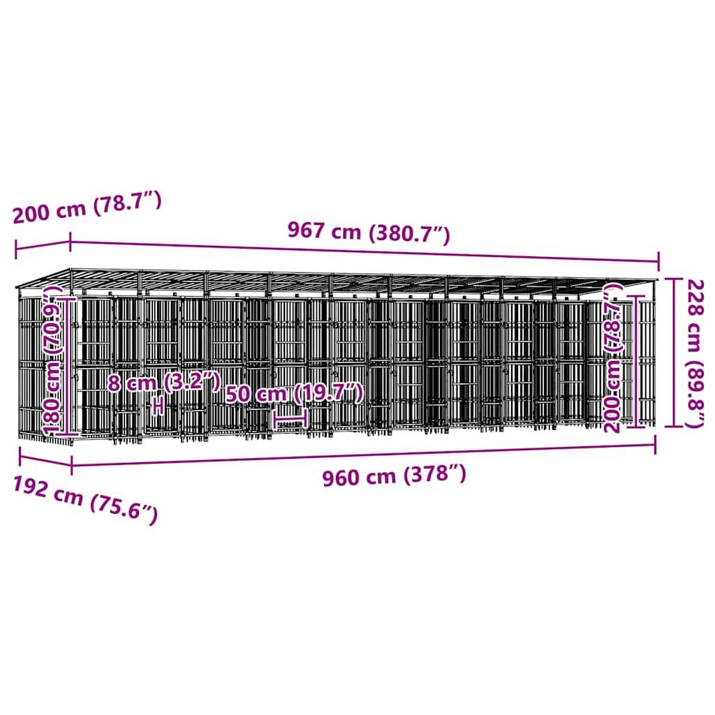 Vidaxl - Chenil d'extérieur avec toit pour chiens Acier 18,43 m² vidaXL 3097955 - Imagen 2