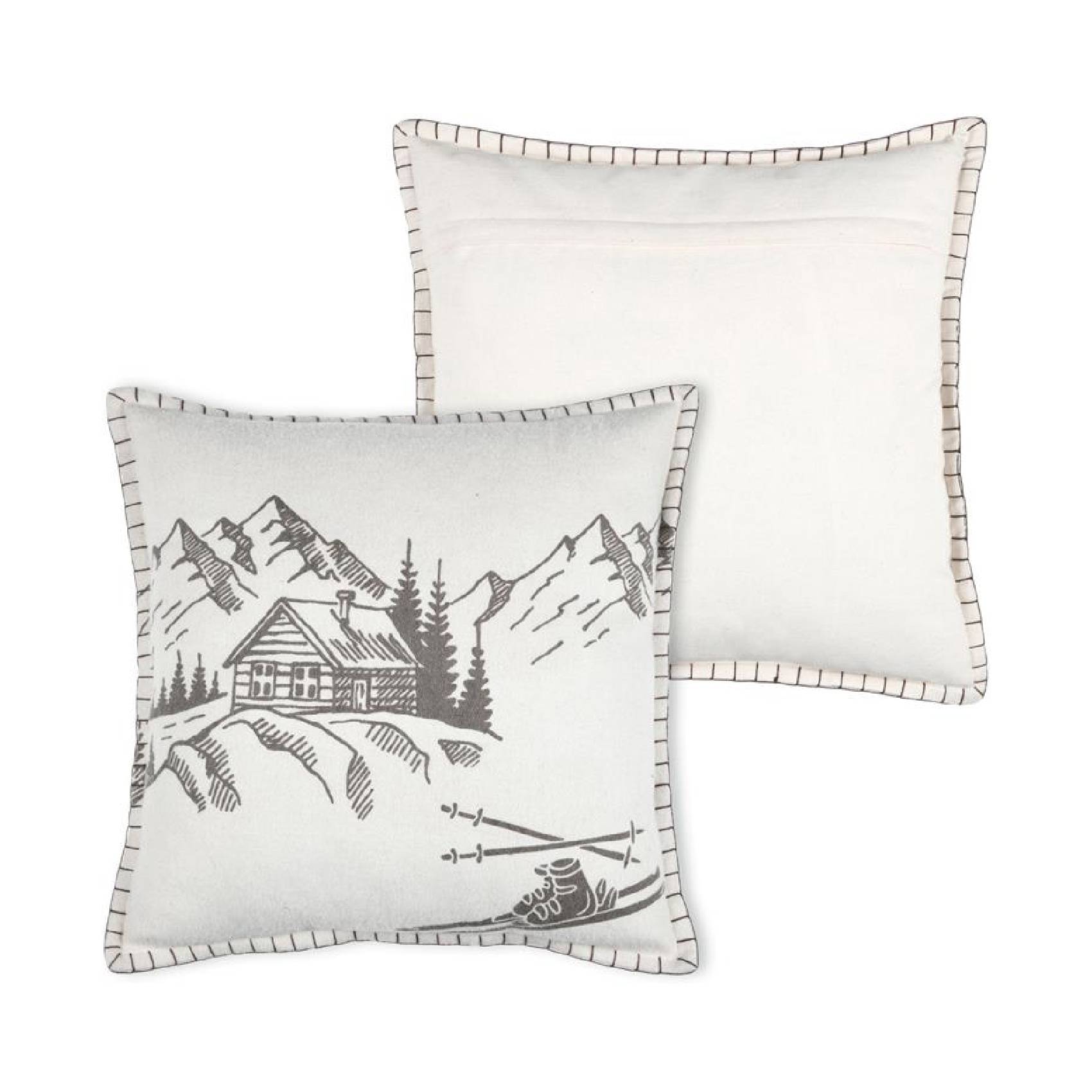 Lovely Casa - Coussin montagnes et chalet en velours de coton imprimé - LOVELY CASA - Imagen 1