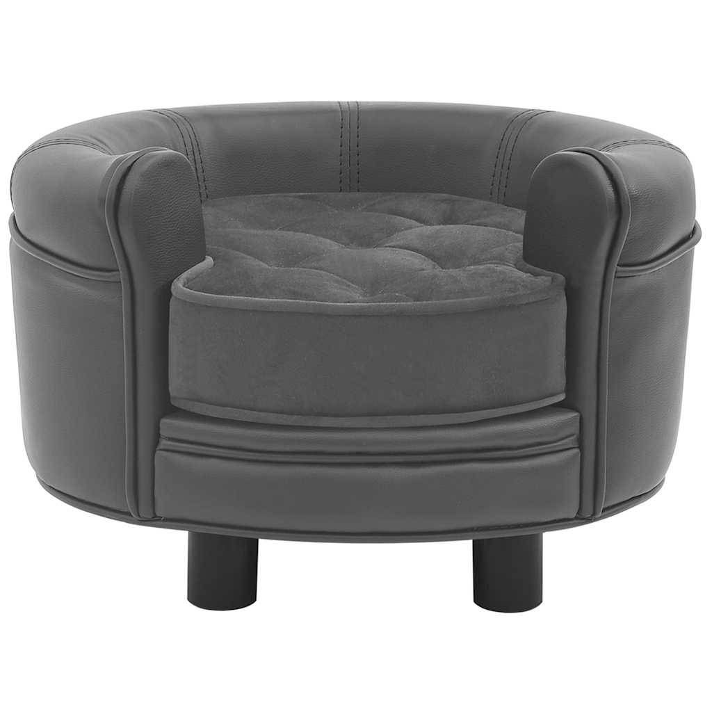 Vidaxl - Canapé pour chien Gris 48x48x32 cm Peluche et similicuir vidaXL 170956 - Imagen 2