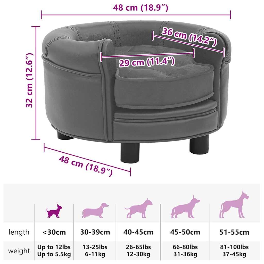 Vidaxl - Canapé pour chien Gris 48x48x32 cm Peluche et similicuir vidaXL 170956 - Imagen 3