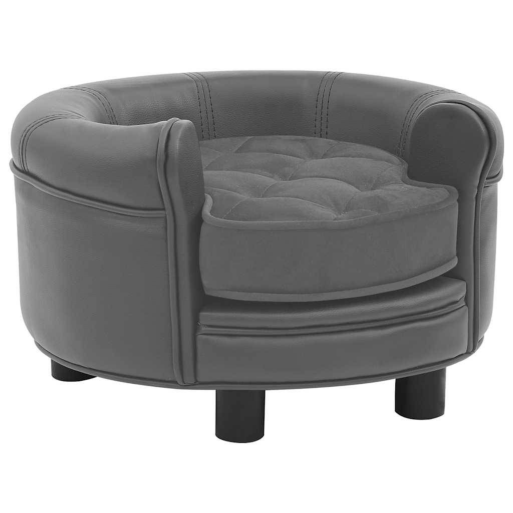 Vidaxl - Canapé pour chien Gris 48x48x32 cm Peluche et similicuir vidaXL 170956 - Imagen 1