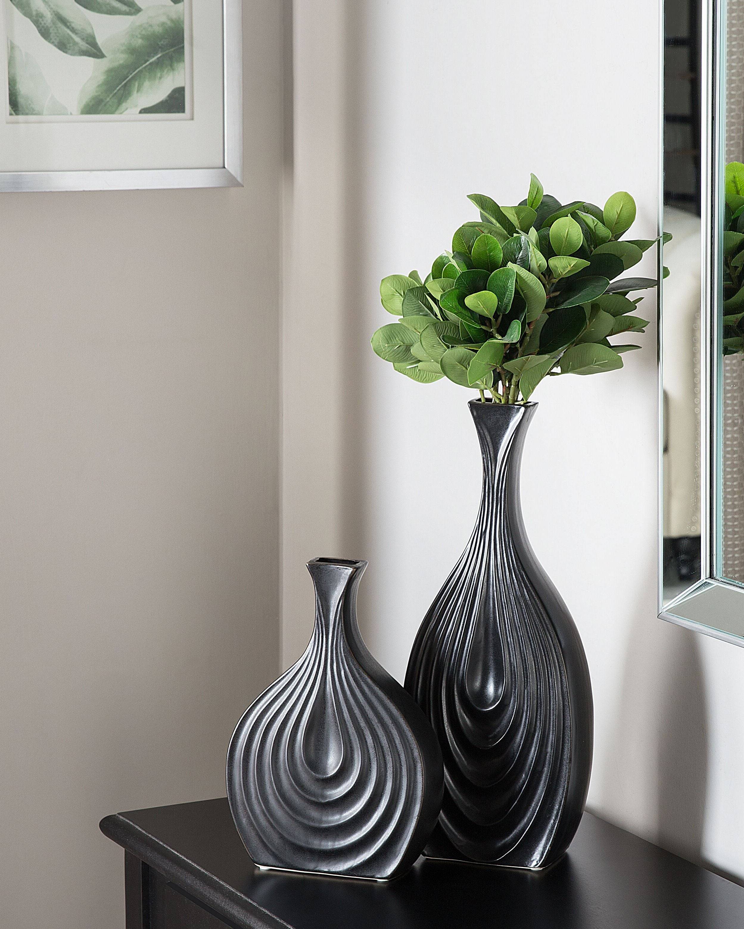 Beliani - Vase décoratif Céramique Noir THAPSUS - 16x4x39- Beliani - Image 1