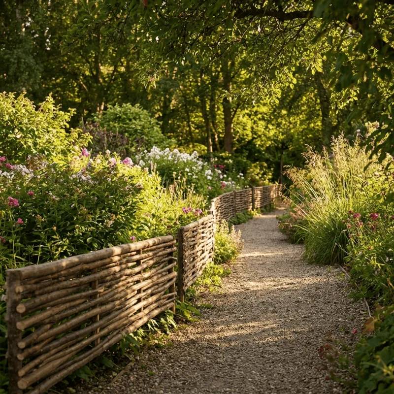 Bordure pour potager - Noisetier tressage horizontal - Avec piquets - 30x115 cm - Image 6