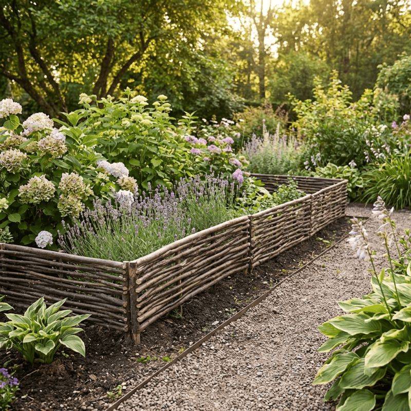 Bordure pour potager - Noisetier tressage horizontal - Avec piquets - 30x115 cm - Image 5