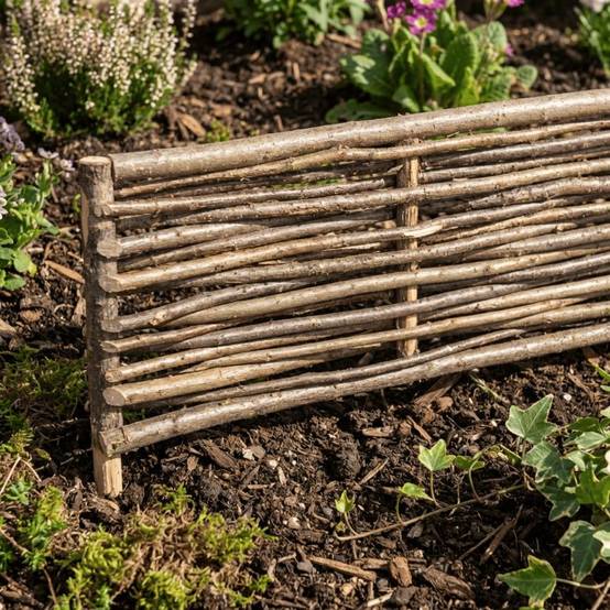 Bordure pour potager - Noisetier tressage horizontal - Avec piquets - 30x115 cm - Image 3