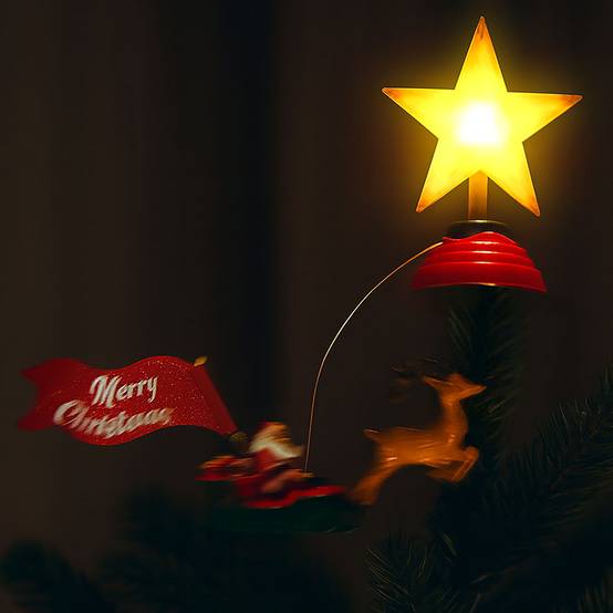 Sans Marque - Cimier pour arbre de Noël LED animé avec Père Noël - Image 8