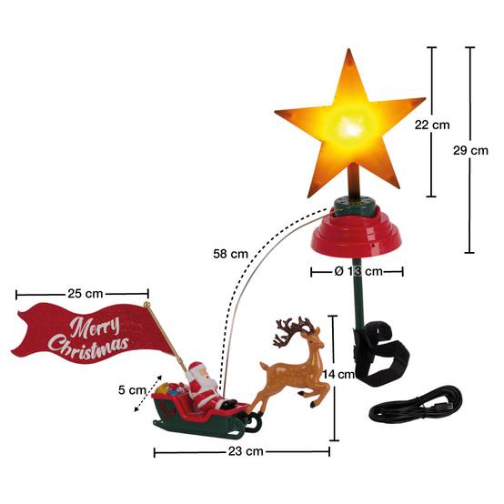 Sans Marque - Cimier pour arbre de Noël LED animé avec Père Noël - Image 6