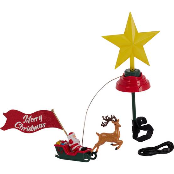 Sans Marque - Cimier pour arbre de Noël LED animé avec Père Noël - Image 2