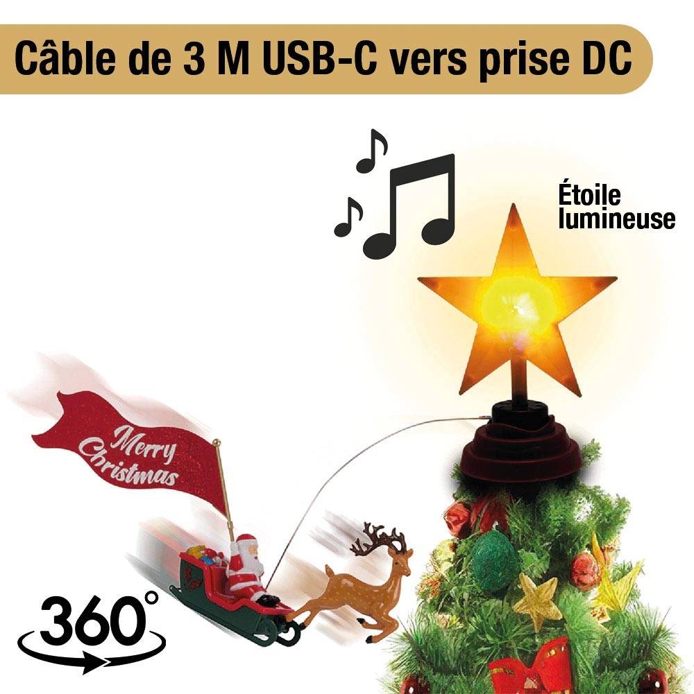 Sans Marque - Cimier pour arbre de Noël LED animé avec Père Noël - Image 3