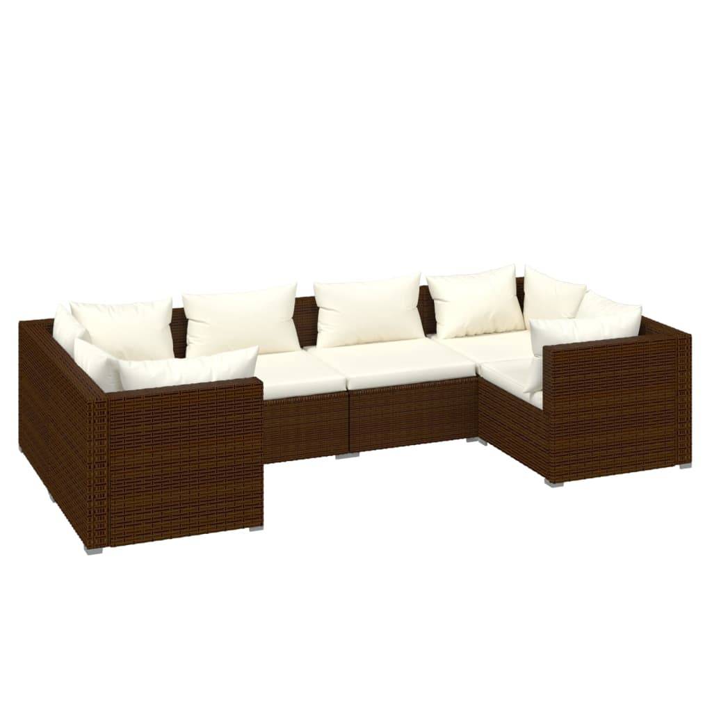 Helloshop26 - Salon de jardin meuble d'extérieur ensemble de mobilier 6 pièces avec coussins résine tressée marron - Imagen 1
