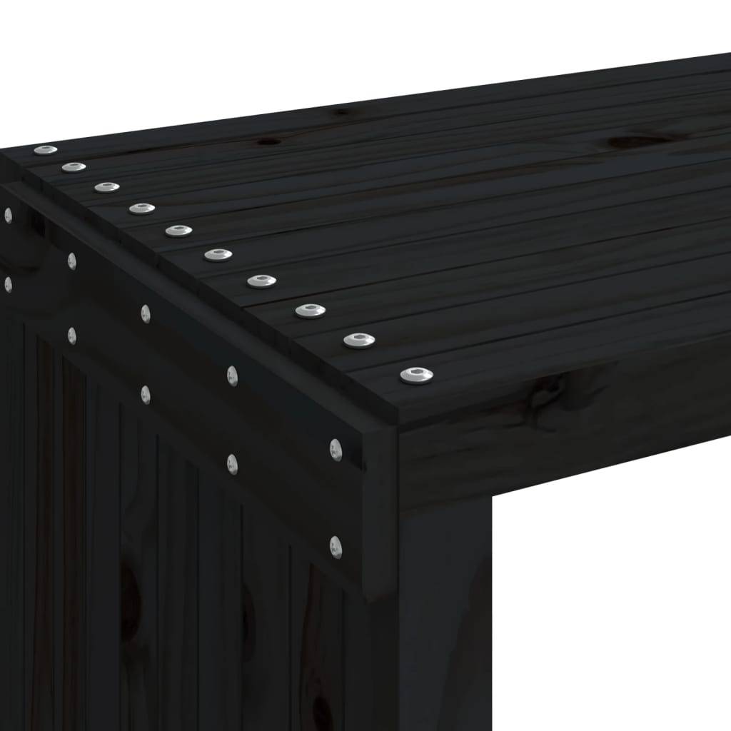 Maison Chic - Banc de jardin - Banc d'extérieur - Banquette extensible noir 212,5x40,5x45 cm bois massif pin - Imagen 8