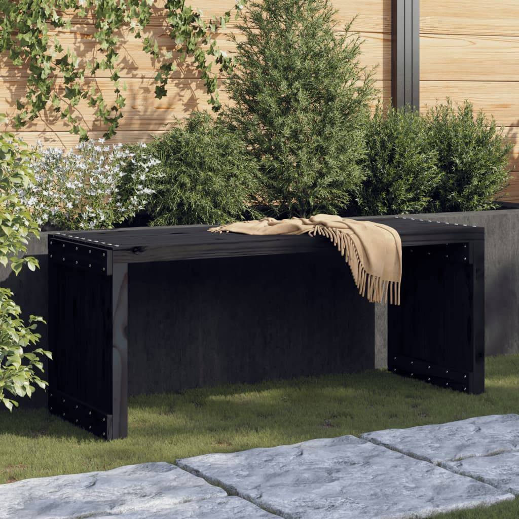 Maison Chic - Banc de jardin - Banc d'extérieur - Banquette extensible noir 212,5x40,5x45 cm bois massif pin - Imagen 2