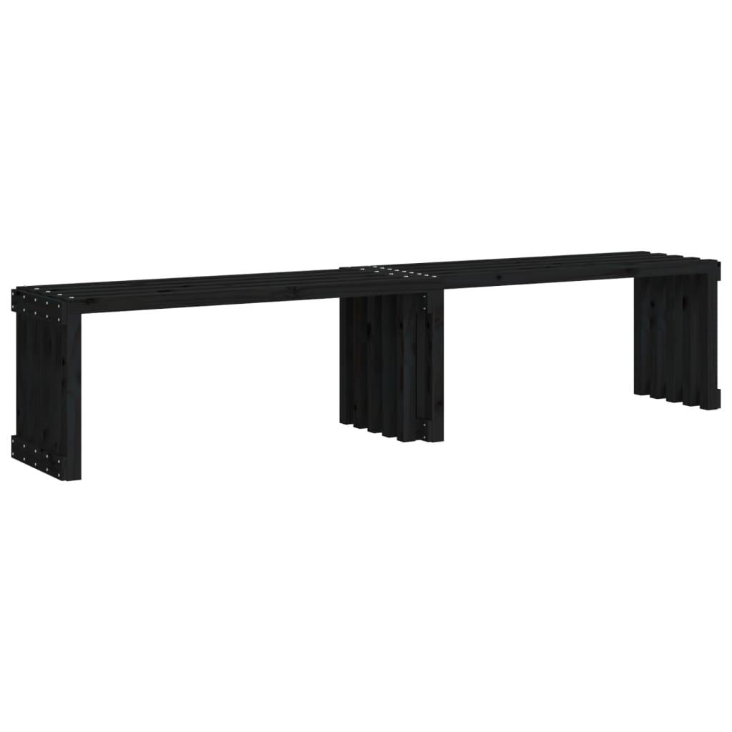 Maison Chic - Banc de jardin - Banc d'extérieur - Banquette extensible noir 212,5x40,5x45 cm bois massif pin - Imagen 1