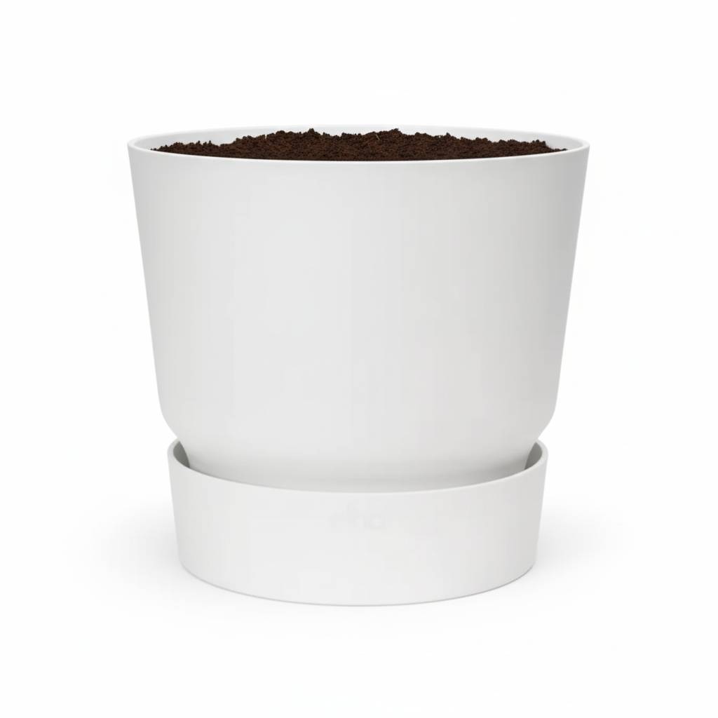 Pot de fleurs elho Greenville rond blanc - D.20cm - Image 1