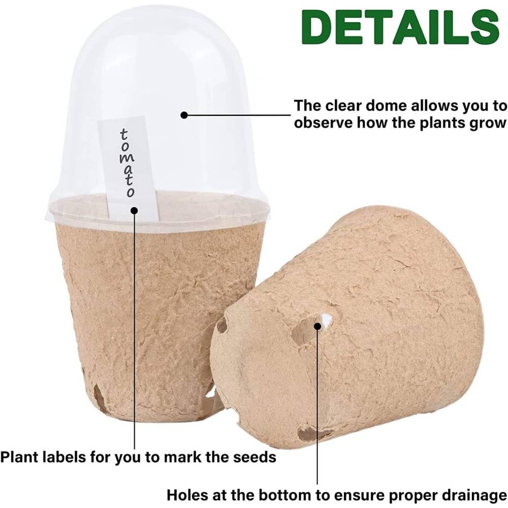 Lot de 30 pots de tourbe biodégradables  - Avec dôme d'humidité - Living123 - Image 2
